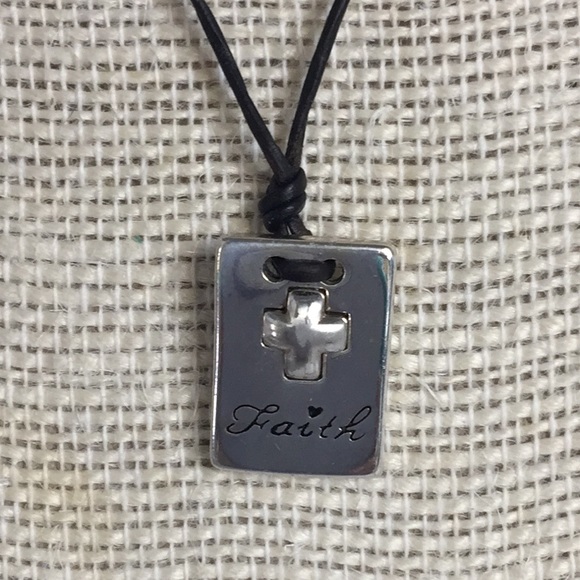 Brighton necklace cross w/faith inscribed silver - Picture 1 of 5